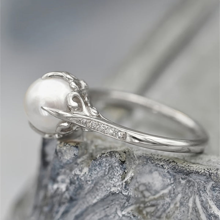 Delicate Pearl &amp; Crystal Ring