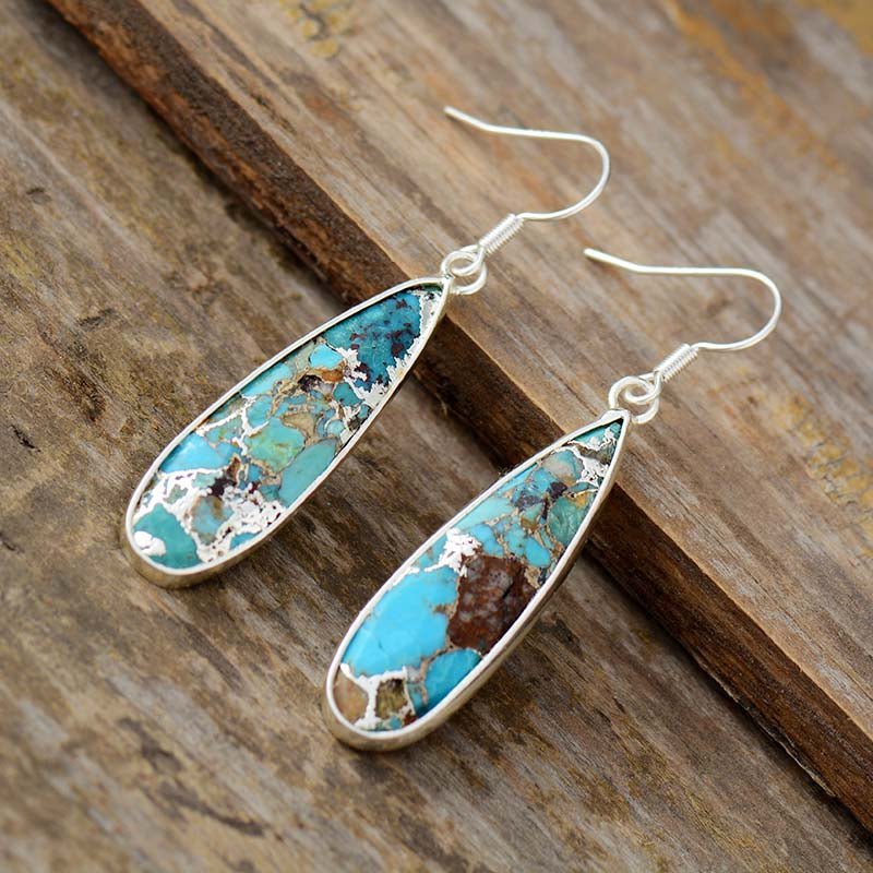 Turquoise Jasper Teardrop Earrings