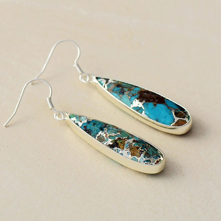 Chic Turquoise Jasper Teardrop Earrings