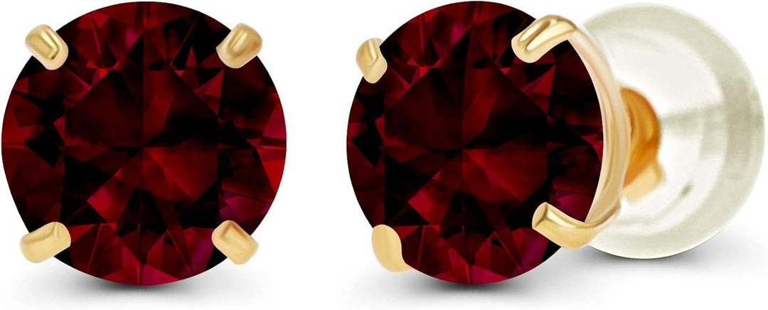 Ruby Round Stud Earrings | Gold