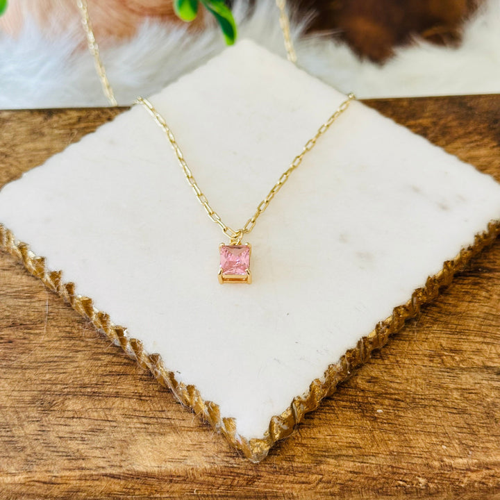 Emerald Cut Charm Necklace