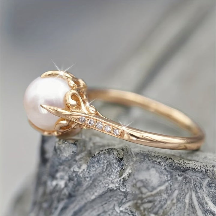 Delicate Pearl &amp; Crystal Ring