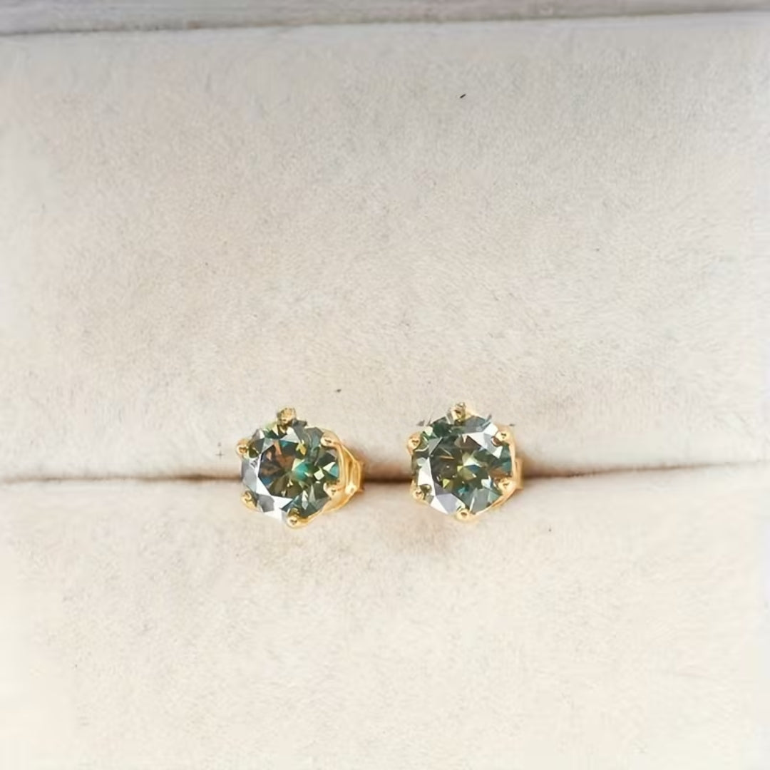 Moss Agate Rounded Stud Earrings