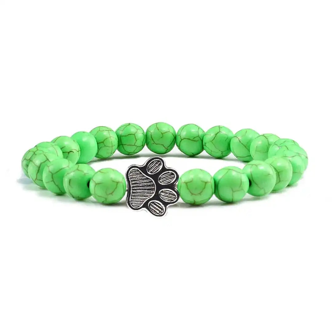 Beaded Paw Bracelet Natural Stone Design