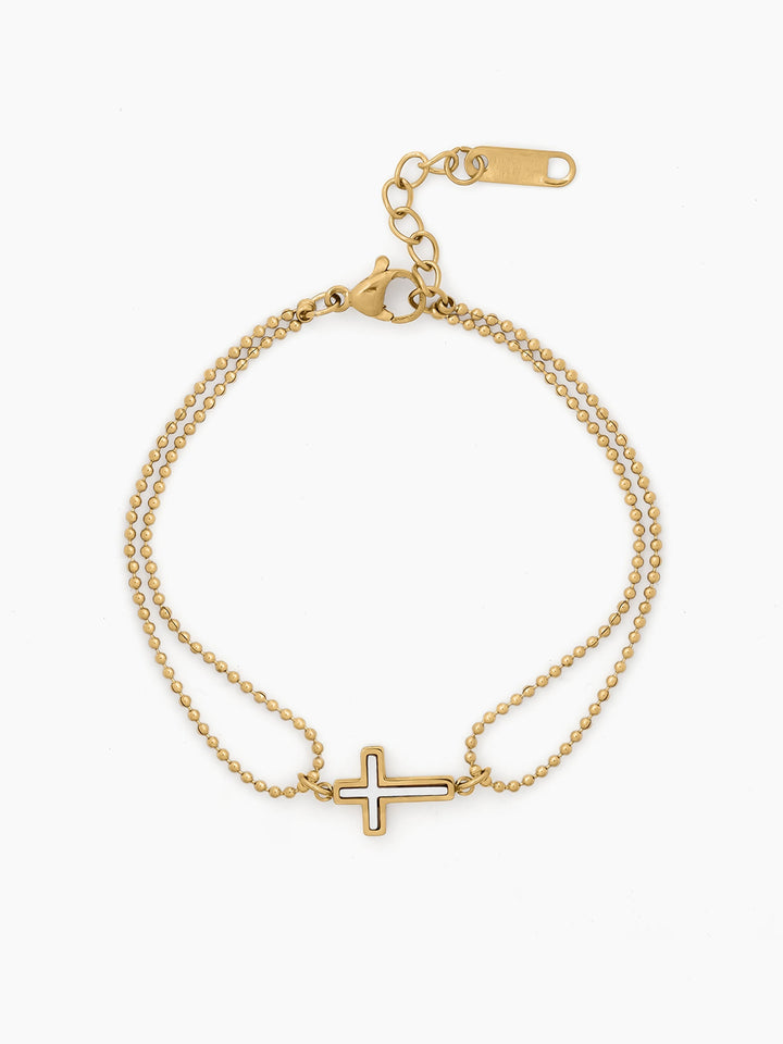 Monira Cross 18K Gold Plated Chain Bracelet