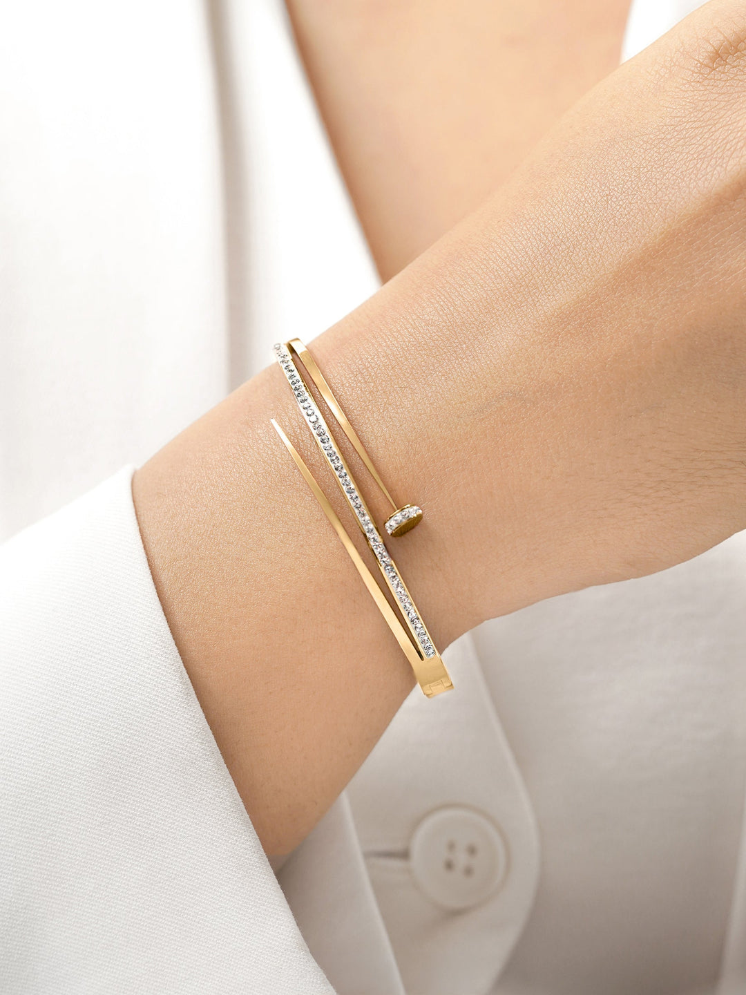 Nail Studded 18K Gold Plated Bracelet