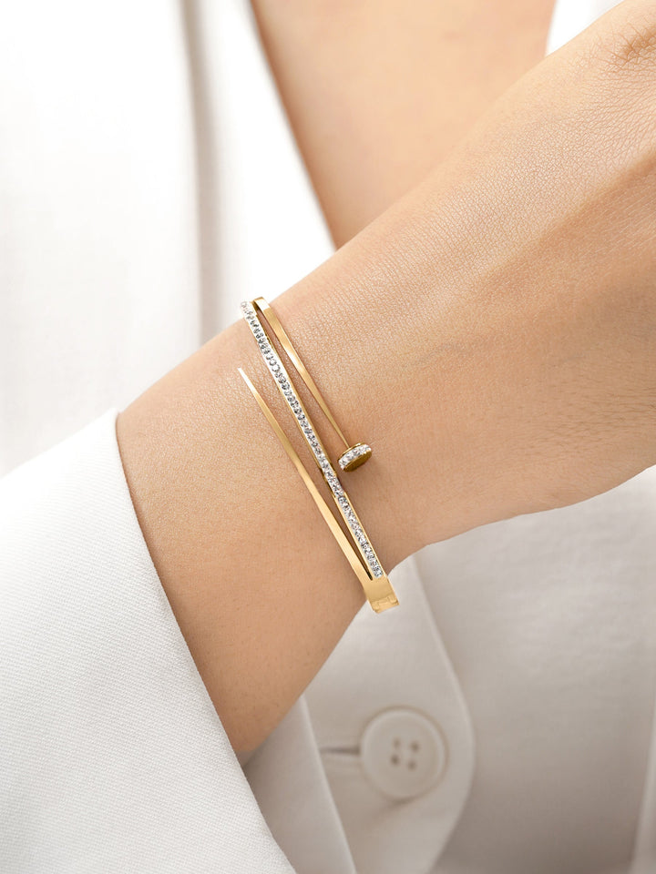 Nail Studded 18K Gold Plated Bracelet