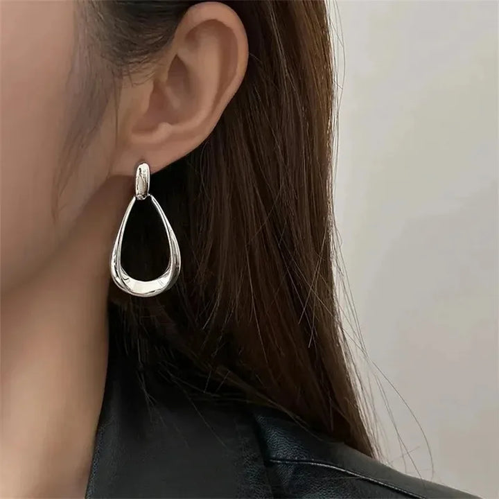Dangle Hoop Silver Earrings