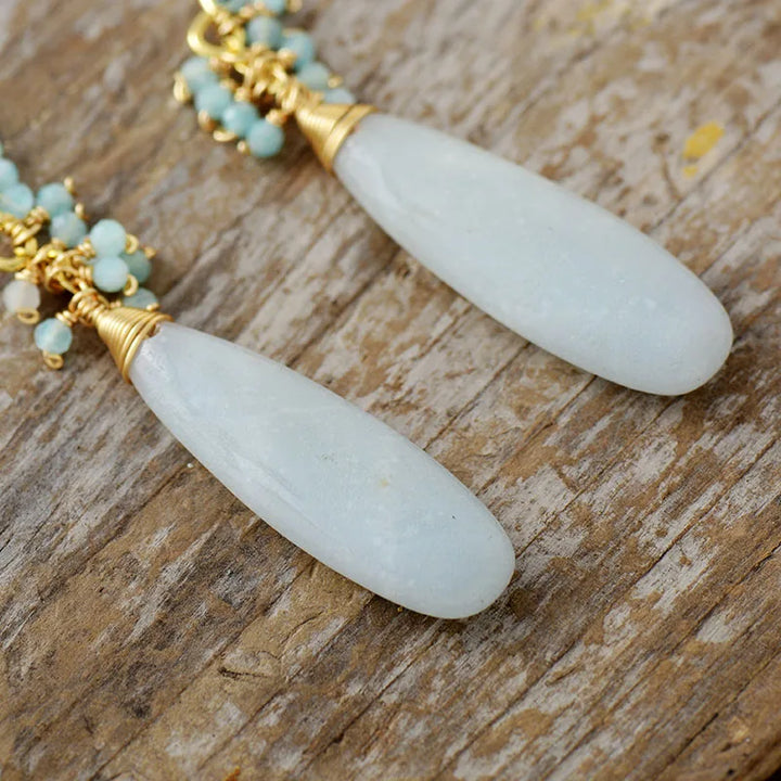 Elegant Amazonite &amp; Gold Drop Earrings