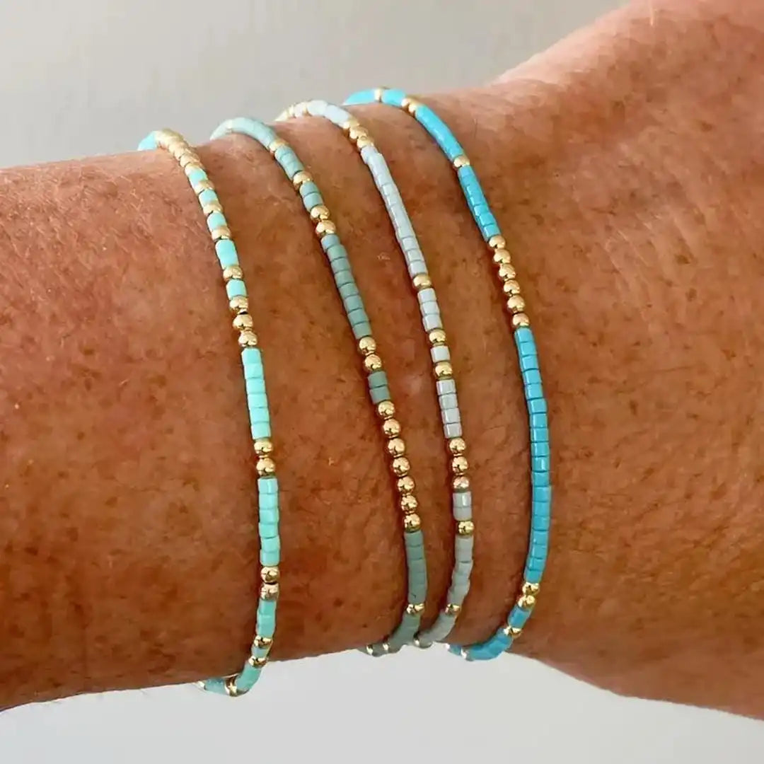 Chic Bohemian Turquoise Beaded Bracelet Set