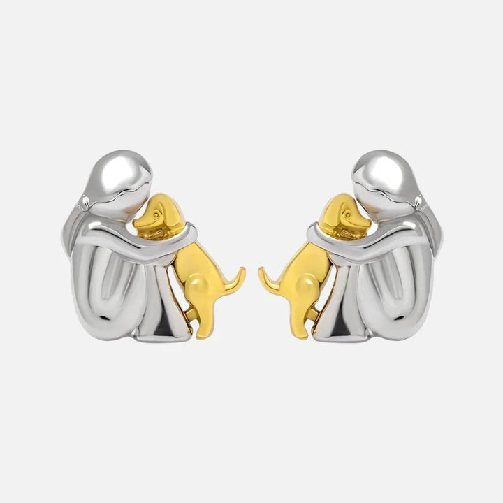 Silver and Gold Two-Tone Hug Earrings