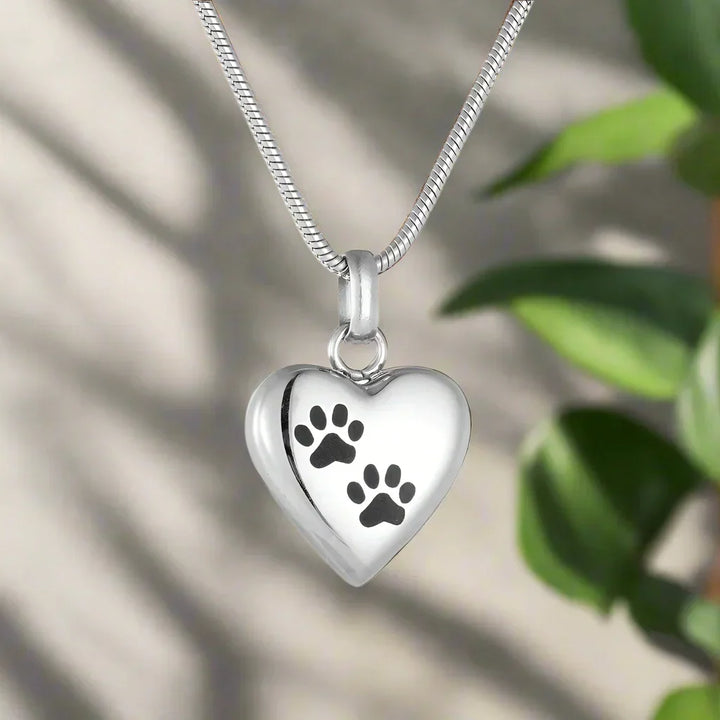 Pet Memorial Urn Necklace â€“ Heart-Shaped Pendant with Paw Engraving