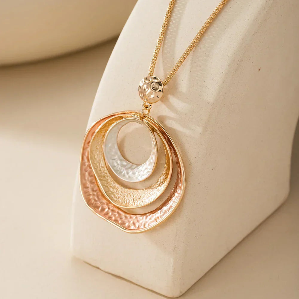 Vintage Gold &amp; Silver Layered Circle Necklace