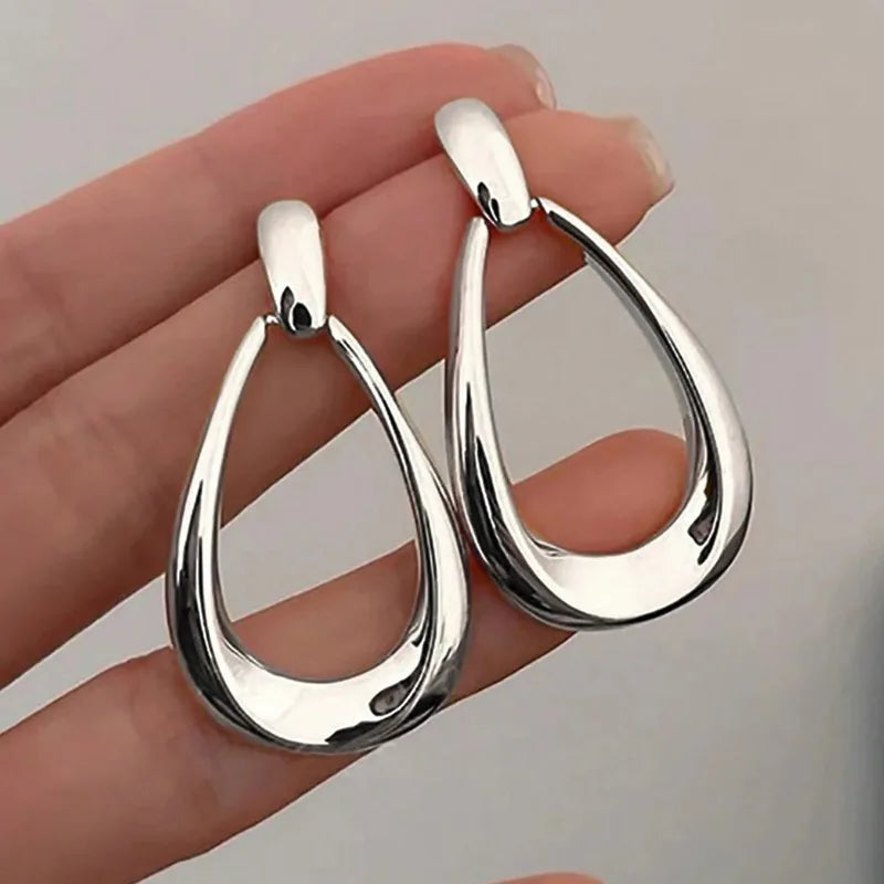 Dangle Hoop Silver Earrings