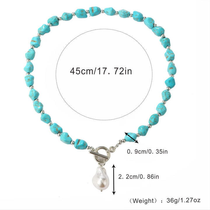 Turquoise &amp; Pearl Silver Necklace