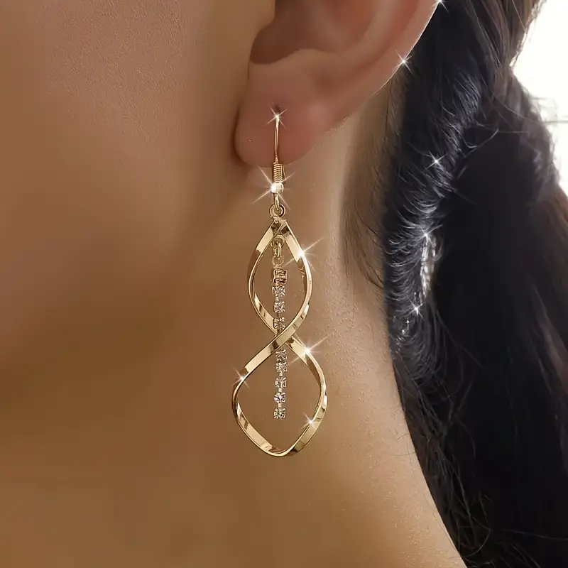 Dangling Spiral Gold Earrings