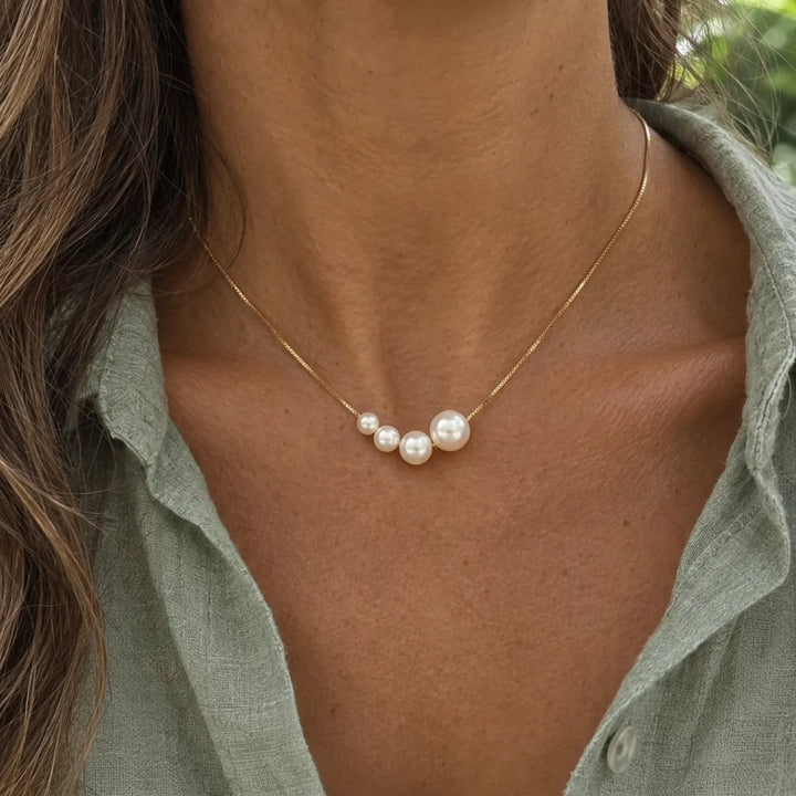 Floating Pearl Cluster Necklace