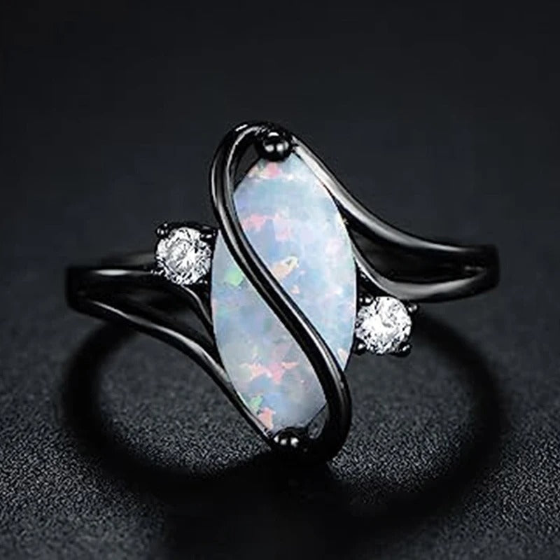 Vintage Black &amp; Opal Twist Ring