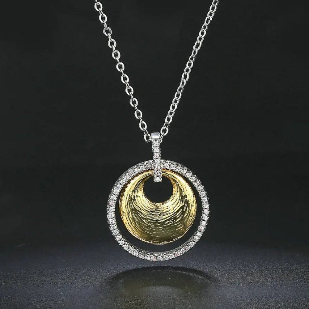Vintage Silver &amp; Gold Twirl Design Necklace
