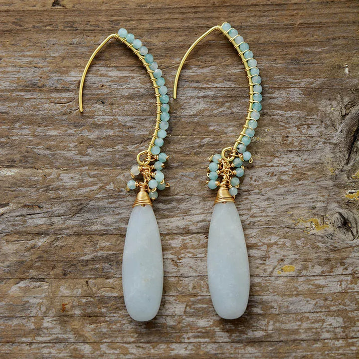 Elegant Amazonite &amp; Gold Drop Earrings