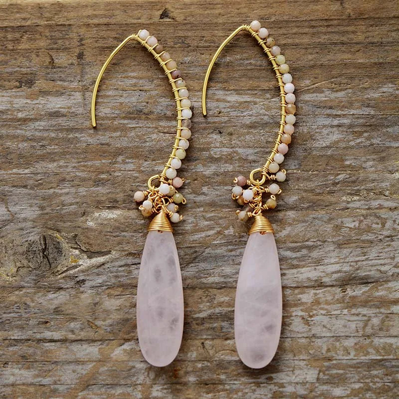 Elegant Amazonite &amp; Gold Drop Earrings