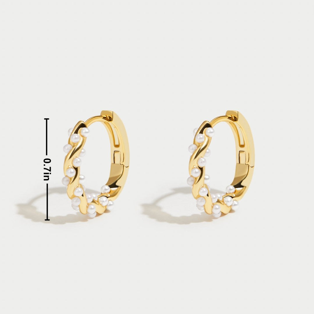 Twirled Pearl Hoop Earrings